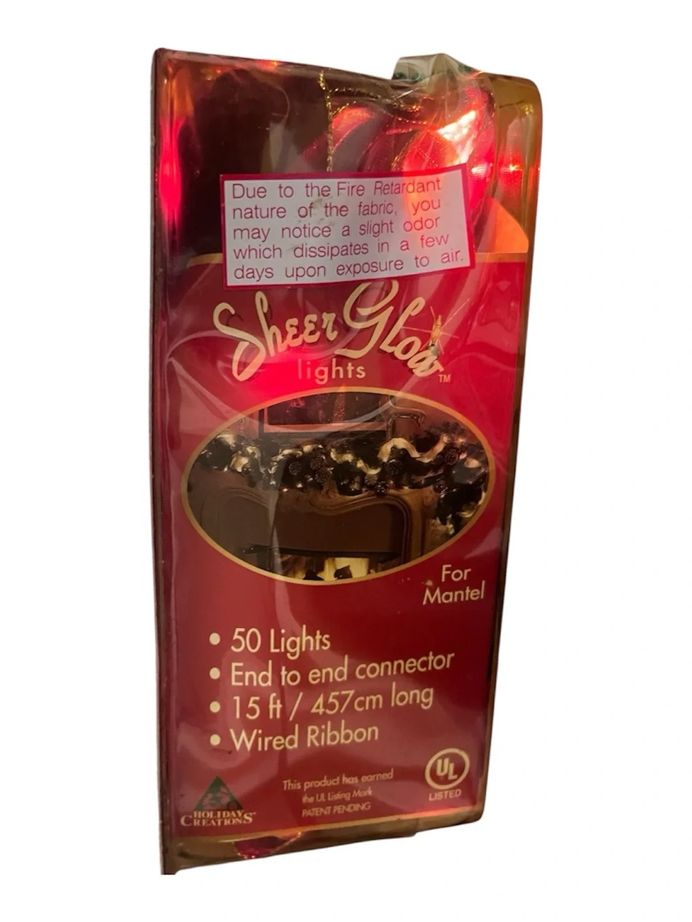 Vintage 2 Strands Sheer Glow Lights In Wired Ribbon Each 15 Feet Burgundy